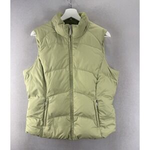 Eddie Bauer Women's Sz M Sage Green Premium Goose Down Puffer Full Zip Vest